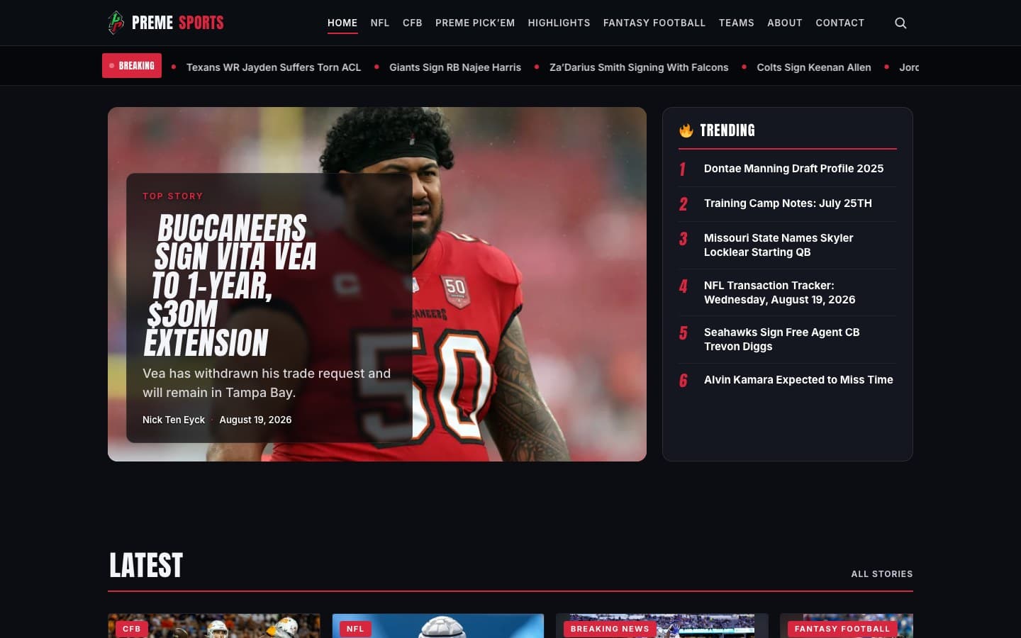 Preme Sports website